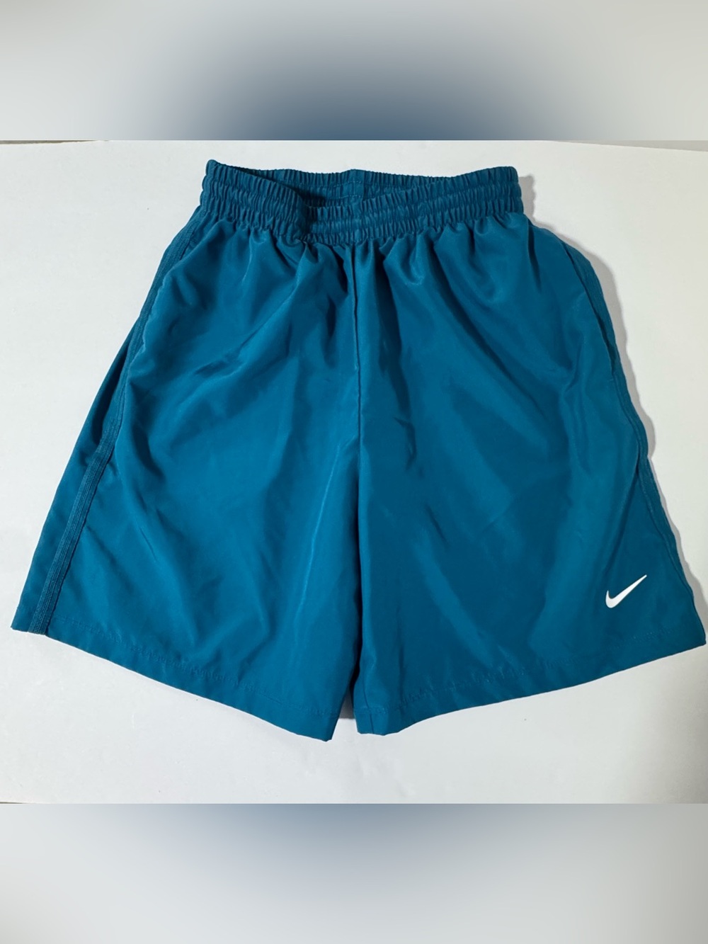 Nike Boys Teal Blue Athletic Shorts Size L Swoosh